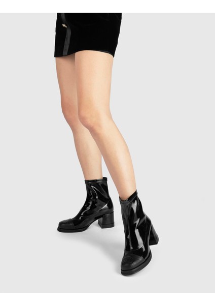 Jelto Hakiki Rugan Deri Kadın Siyah Topuklu Bot fiyatları