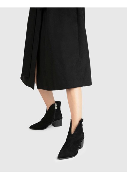 Cees Hakiki Süet Deri Kadın Siyah Topuklu Bot fiyatları