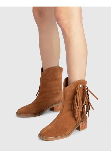 Ankie Hakiki Süet Deri Kadın Taba Topuklu Bot fiyatları