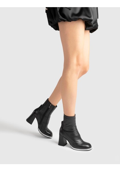 Japie Hakiki Deri Kadın Siyah Topuklu Bot fiyatları