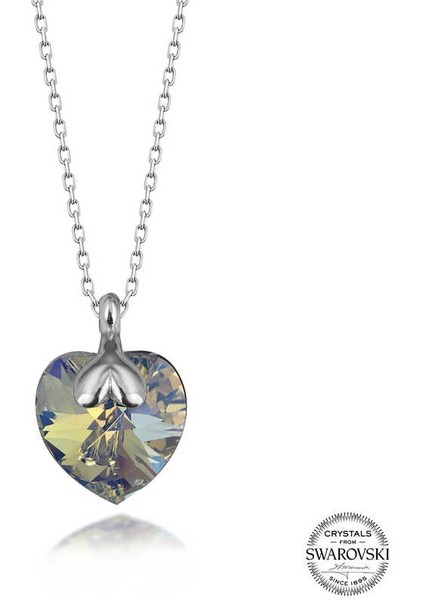 Swarovski Crystal Taşlı Kalp Gümüş Kadın Kolye