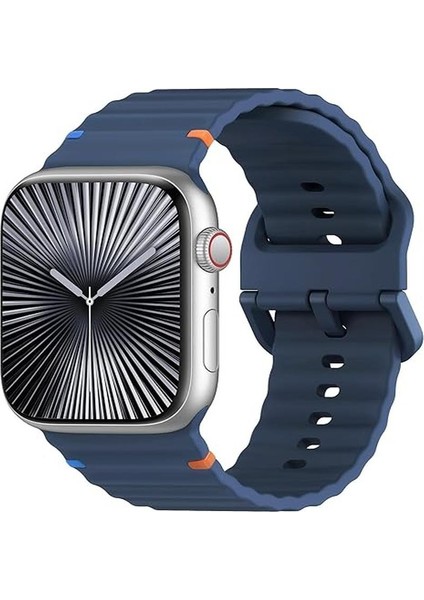 Apple Watch 4 5 6 7 8 9 10 Se Ultra Uyumlu 44 45 46 49MM Dalgalı Tasarım Silikon Kordon Kayış