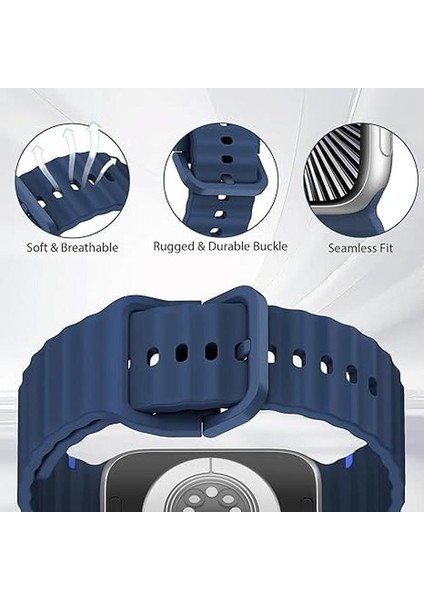 Apple Watch 4 5 6 7 8 9 10 Se Ultra Uyumlu 44 45 46 49MM Dalgalı Tasarım Silikon Kordon Kayış fiyatları