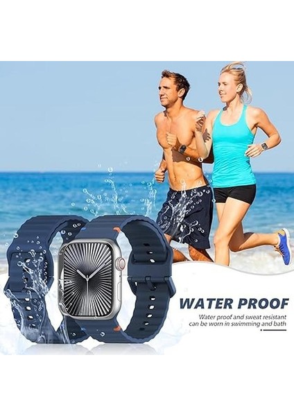 Apple Watch 4 5 6 7 8 9 10 Se Ultra Uyumlu 44 45 46 49MM Dalgalı Tasarım Silikon Kordon Kayış modelleri