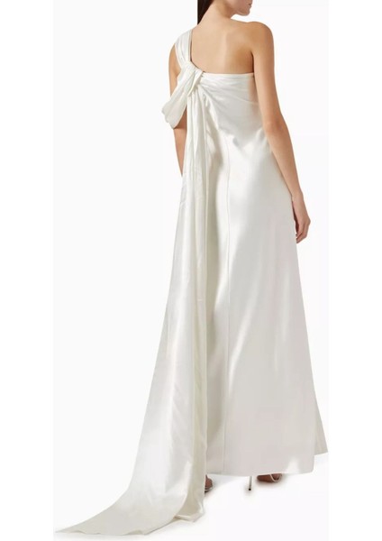 Ashborne Tek Omuzlu Saten Abiye Elbise, Ivory modelleri