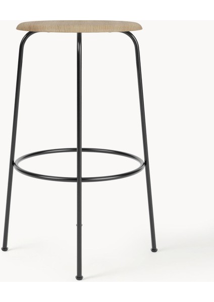 Afteroom Deri Bar Taburesi - Siyah, Minimalist Metal Ayaklı