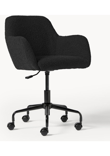 Bouclé Ofis Sandalyesi Lucie: Beyaz, Altın Ayaklı, Ayarlanabilir