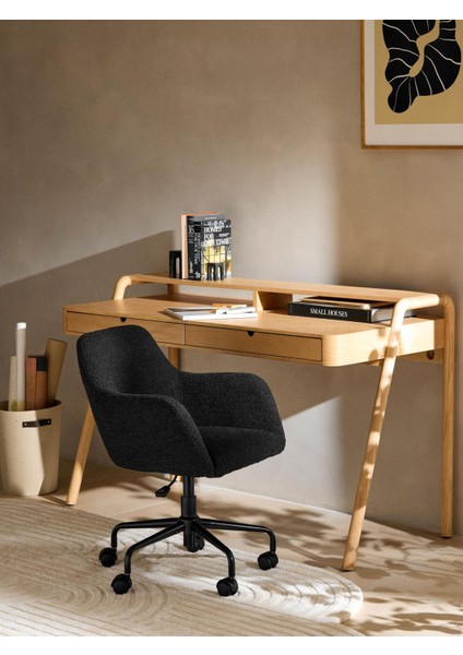 Bouclé Ofis Sandalyesi Lucie: Beyaz, Altın Ayaklı, Ayarlanabilir modelleri