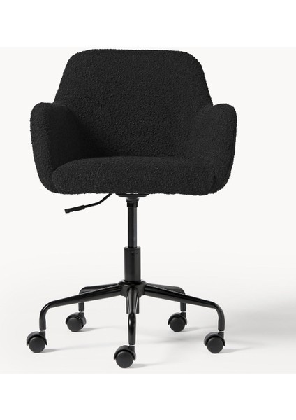 Bouclé Ofis Sandalyesi Lucie: Beyaz, Altın Ayaklı, Ayarlanabilir fırsatları