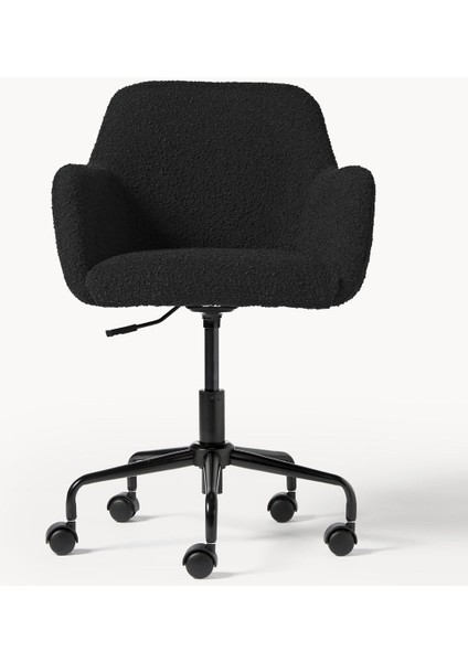 Bouclé Ofis Sandalyesi Lucie: Beyaz, Altın Ayaklı, Ayarlanabilir indirimleri