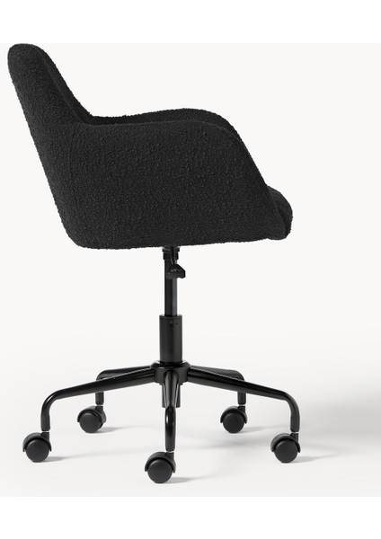 Bouclé Ofis Sandalyesi Lucie: Beyaz, Altın Ayaklı, Ayarlanabilir