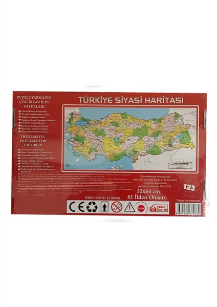 Siyasi Harita Puzzle 64X32CM 123 Parça modelleri