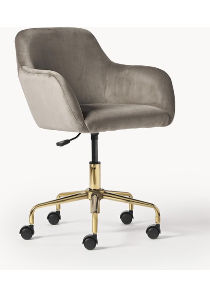 Lucie Kadife Ofis Sandalyesi: Beyaz, Ayarlanabilir, Şık ve Fonksiyonel