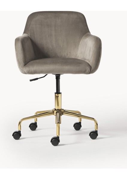 Lucie Kadife Ofis Sandalyesi: Beyaz, Ayarlanabilir, Şık ve Fonksiyonel fırsatları