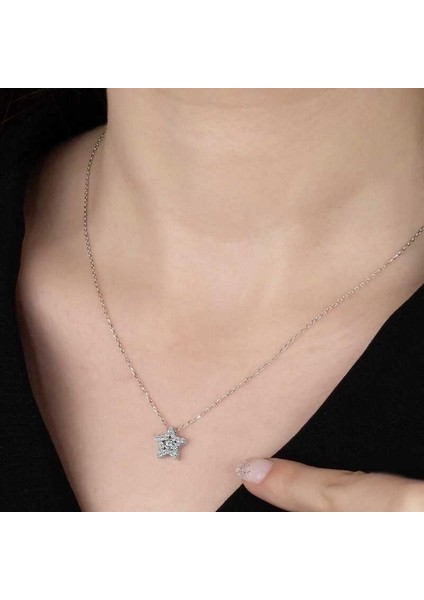 Swarovski Taşlı Gümüş Yıldız Tektaş Bayan Kolye fiyatları