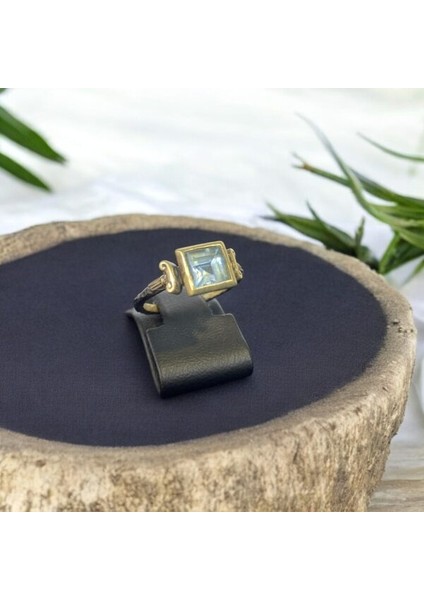 Akuamarin Kare Gümüş Yüzük