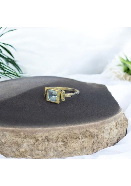 Akuamarin Kare Gümüş Yüzük modelleri