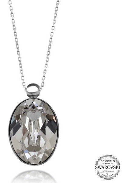 Swarovski Crystal Taşlı Oval Gümüş Kadın Kolye