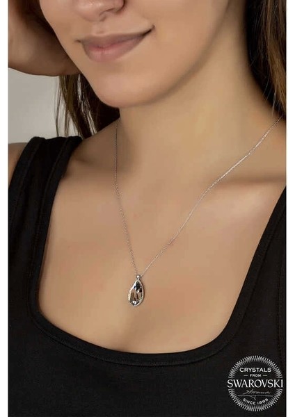 Swarovski Crystal Taşlı Damla Gümüş Kadın Kolye fiyatları