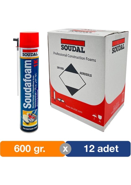 Soudafoam 1k Poliüretan Montaj Köpük 600 Gr. - 12'li Paket fiyatları