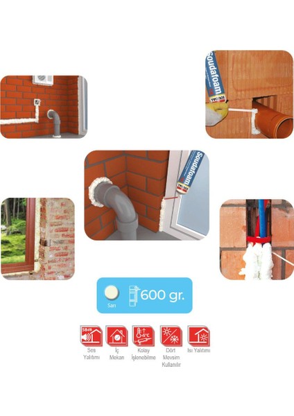 Soudafoam 1k Poliüretan Montaj Köpük 600 Gr. - 12'li Paket fırsatları