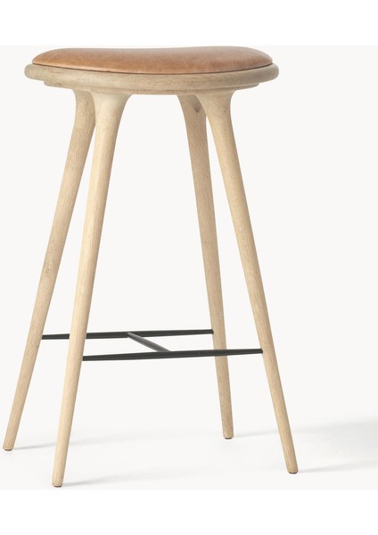 High Stool Bar Taburesi – Deri Oturaklı, Metal Ayaklı