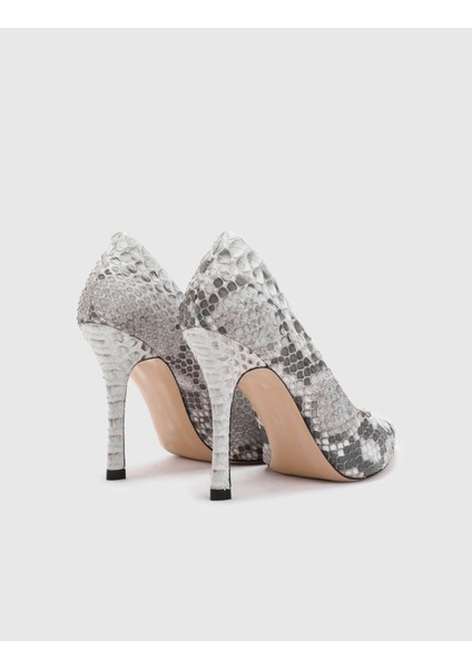 Ravello Hakiki Yılan Deri Kadın Gri Topuklu Ayakkabı fırsatları