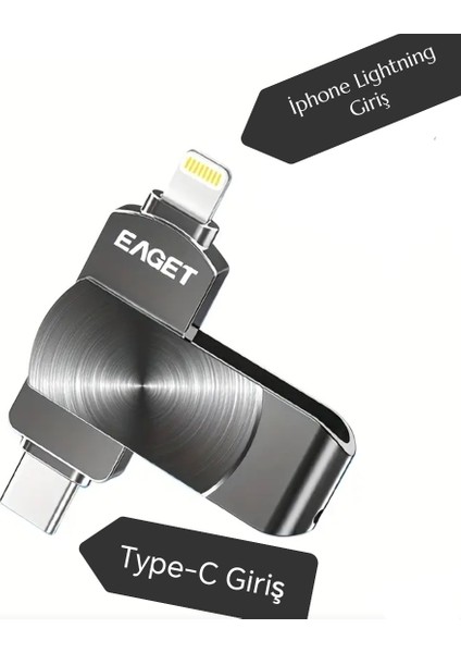 128Gb. MFi Apple Lisanslı iphone Lightning ve Type-C İphone 15/16 Serisine Type-C Girişli Tüm telefonlara Uygun Süper Hızlı Orjinal Otg Çift Giriş Flash Bellek Süper Hızlı Metal Sağlam Orjinal