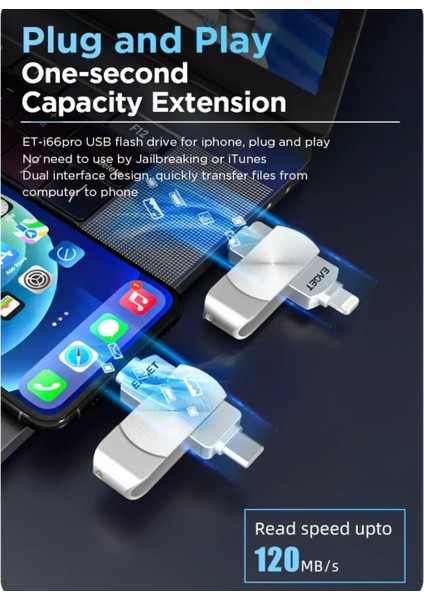 128Gb. MFi Apple Lisanslı iphone Lightning ve Type-C İphone 15/16 Serisine Type-C Girişli Tüm telefonlara Uygun Süper Hızlı Orjinal Otg Çift Giriş Flash Bellek Süper Hızlı Metal Sağlam Orjinal