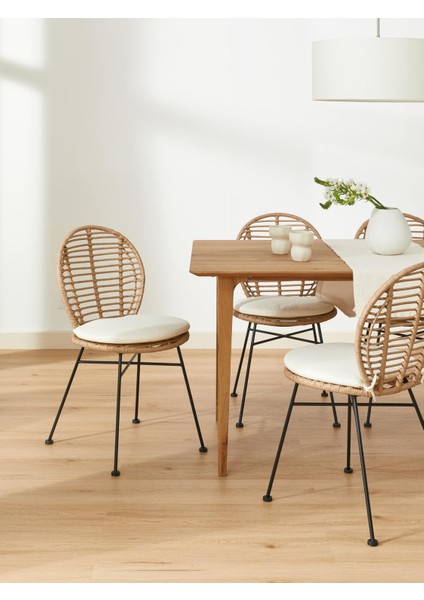 Cordula Polyrattan Sandalye Seti (2 Adet): Açık Kahve, Minderli, Boho Tarzı fiyatları
