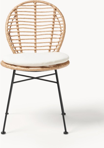 Cordula Polyrattan Sandalye Seti (2 Adet): Açık Kahve, Minderli, Boho Tarzı modelleri