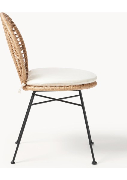 Cordula Polyrattan Sandalye Seti (2 Adet): Açık Kahve, Minderli, Boho Tarzı fırsatları