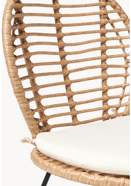 Cordula Polyrattan Sandalye Seti (2 Adet): Açık Kahve, Minderli, Boho Tarzı