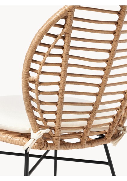 Cordula Polyrattan Sandalye Seti (2 Adet): Açık Kahve, Minderli, Boho Tarzı