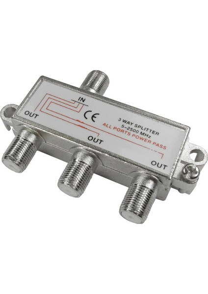 1/3 Splitter 5-2500 Mhz Sinyal Bölücü Çoklayıcı Çoğaltıcı + 4 Adet F Konnektör