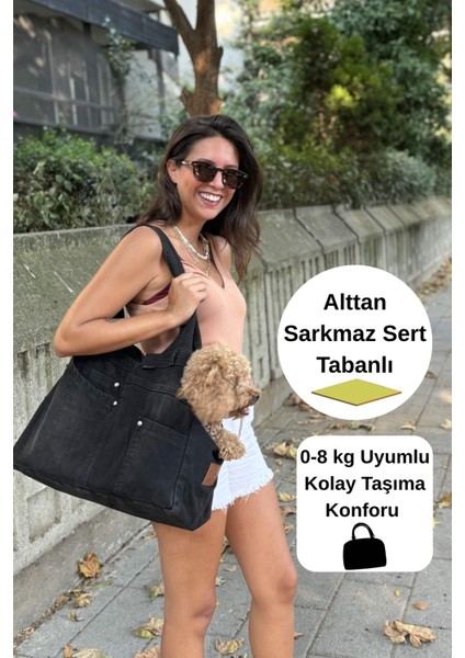 Yeni Jean Köpek Taşıma Çantası Siyah 0 - 8 kg Küçük Irklar