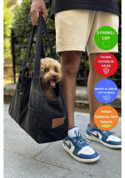 Yeni Jean Köpek Taşıma Çantası Siyah 0 - 8 kg Küçük Irklar fiyatları