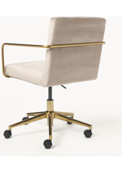 Kashya Kadife Çalışma Sandalyesi – Yükseklik Ayarlı, Altın Gövde, 70.000 Martindale