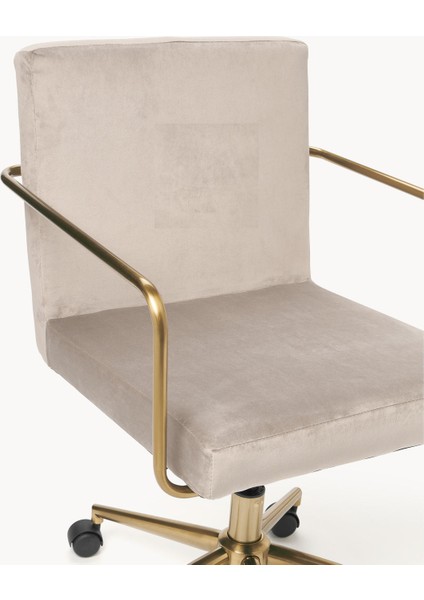 Kashya Kadife Çalışma Sandalyesi – Yükseklik Ayarlı, Altın Gövde, 70.000 Martindale