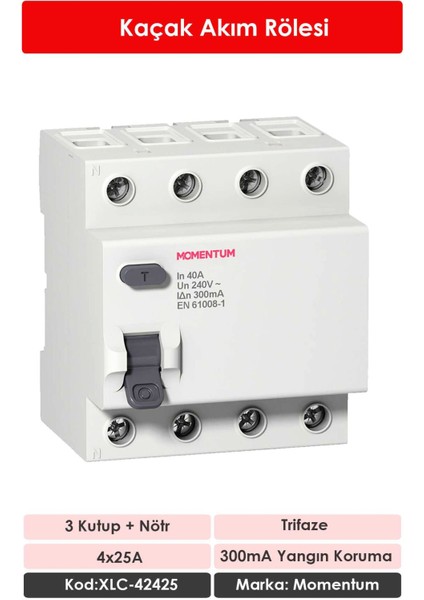 Kaçak Akım Rölesi 300mA 4x25A XLC-42425 fiyatları
