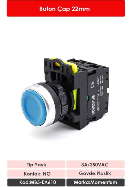 D22 Buton Yaylı Mavi NO MB5-EA610 fiyatları