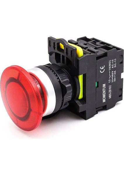 D22 Buton Mantar Yaylı Kırmızı NC MB5-EC420