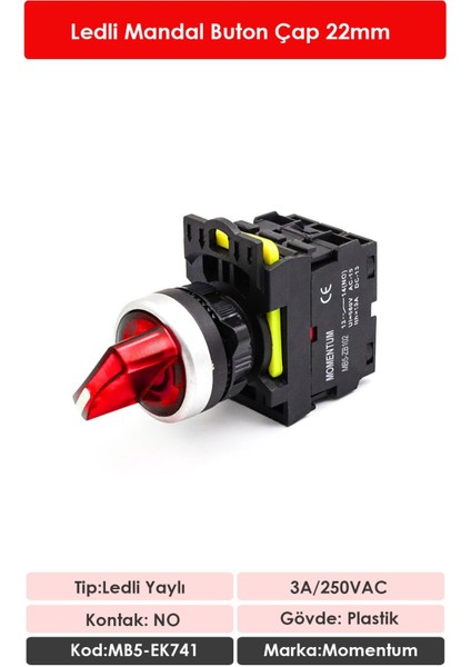 D22 Buton Mandal Led Kırmızı 0-1 NO MB5-EK741 fiyatları