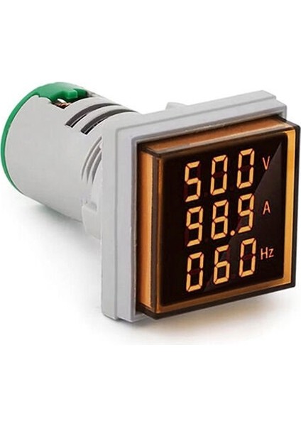 D22 Sinyal Led Volt/Amper/Frekans Metre 12-500V / 0-100A /0-99Hz Sarı MB3-EV856