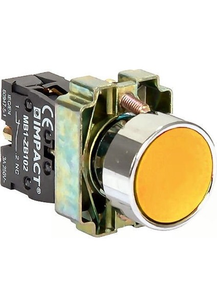 22mm Yaylı Buton Sarı NO MB3-BA510