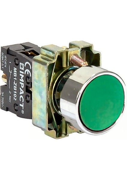 22mm Yaylı Buton Yeşil NO MB3-BA310