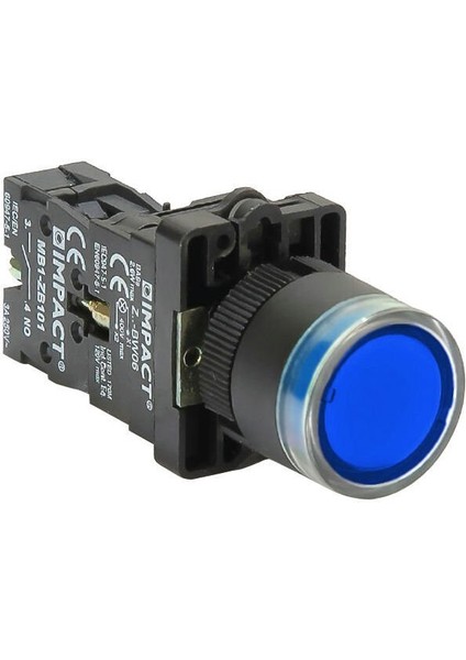 22mm Ledli Buton Mavi NO MB3-EW761