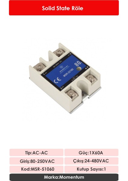 Solid State Röle AC-AC 1x60A MSR-51060 fiyatları