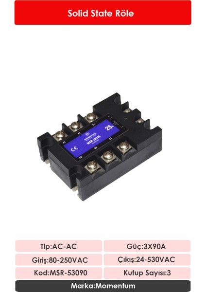 Solid State Röle AC-AC 3x90A MSR-53090 fiyatları