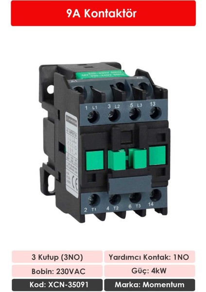 Kontaktör 9A 4kW 1NO XCN-35091 fiyatları